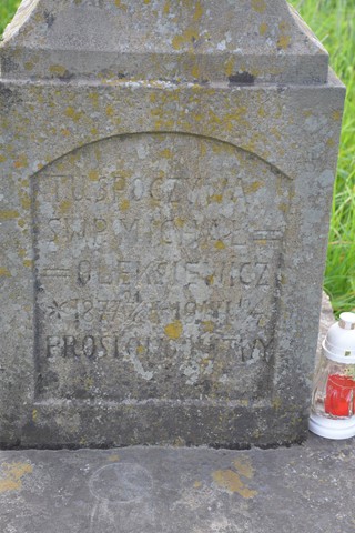 Inscription from the gravestone of Michał Oleksiewicz, Myszkowice cemetery