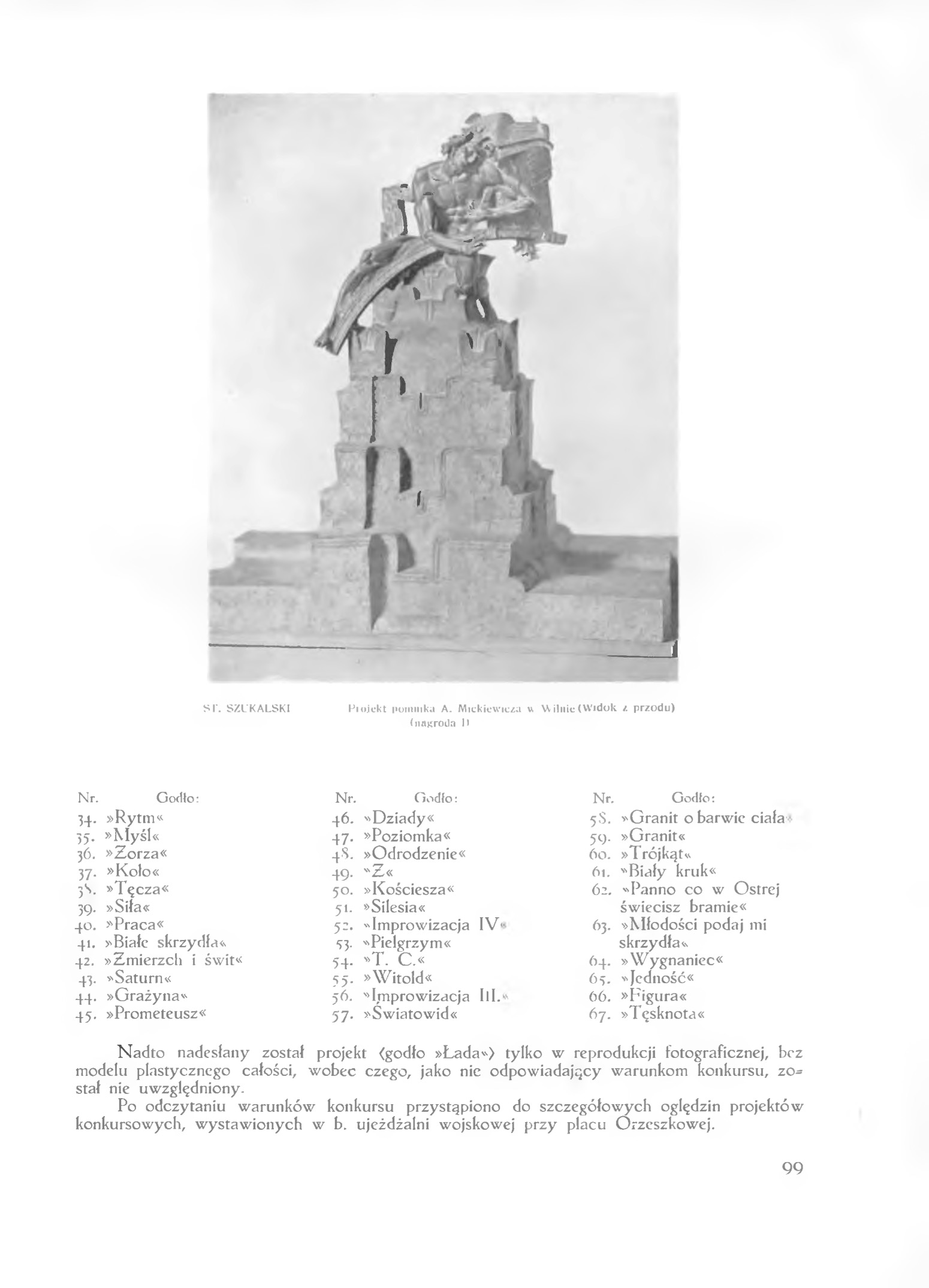 Fotografia przedstawiająca Competition for the design of the monument to Adam Mickiewicz in Vilnius