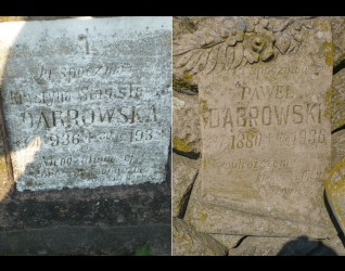 Inskrypcje z nagrobka Krystyny i Pawła Dąbrowskich, cmentarz w Chorostkowie