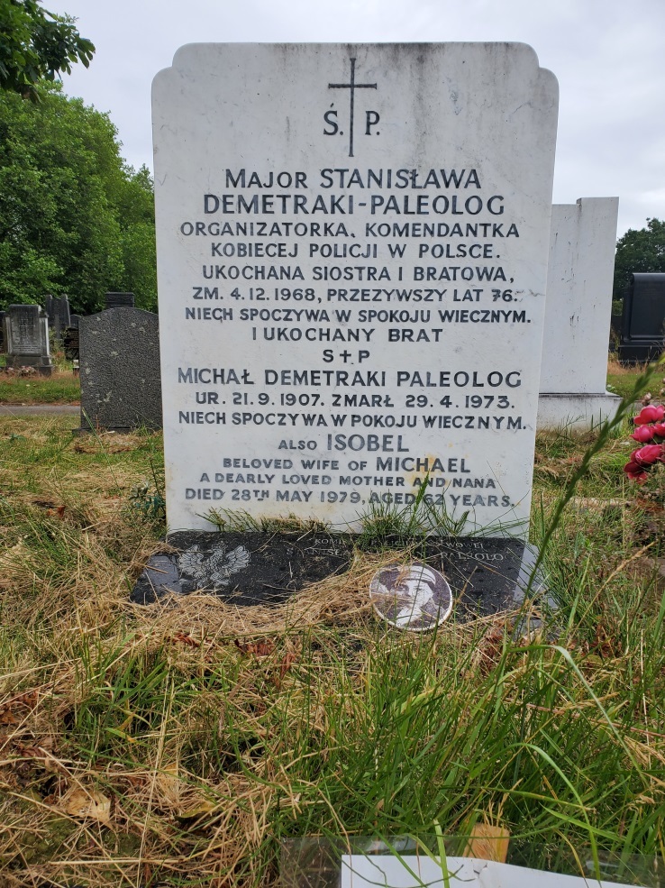 Tombstone of Stanislawa Demetraki-Paleologist, Southern Cemetery, London