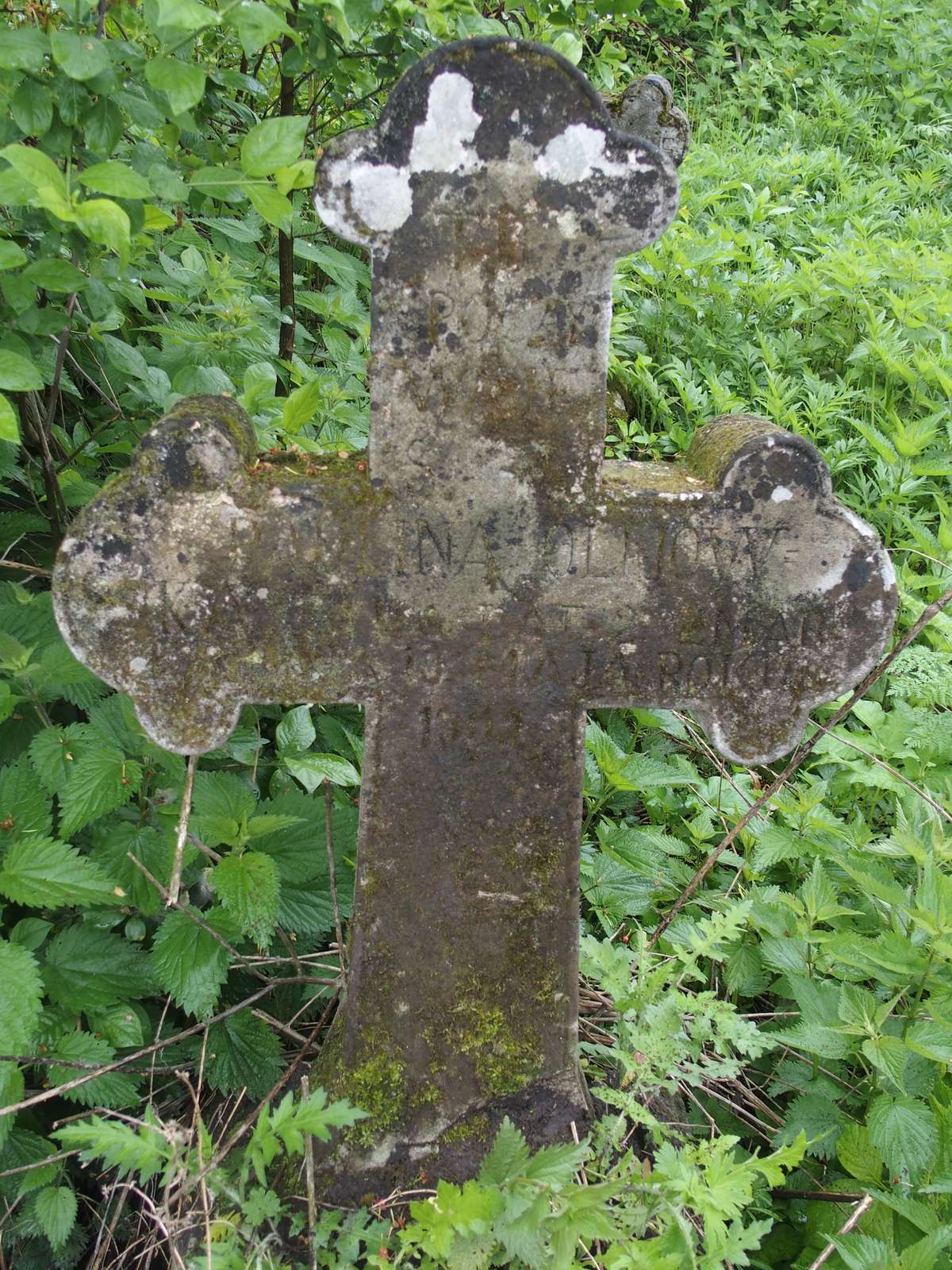 Inscription from the gravestone of Paulina Olijowska, cemetery in Oprylovce