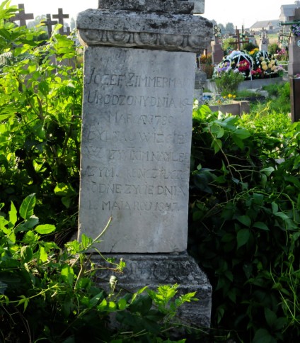 Nagrobek Józefa Zimmermanna, cmentarz w Chorostkowie