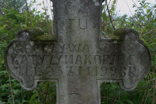 Inscription from the gravestone of Katarzyna Kopjec, cemetery in Oprylovce