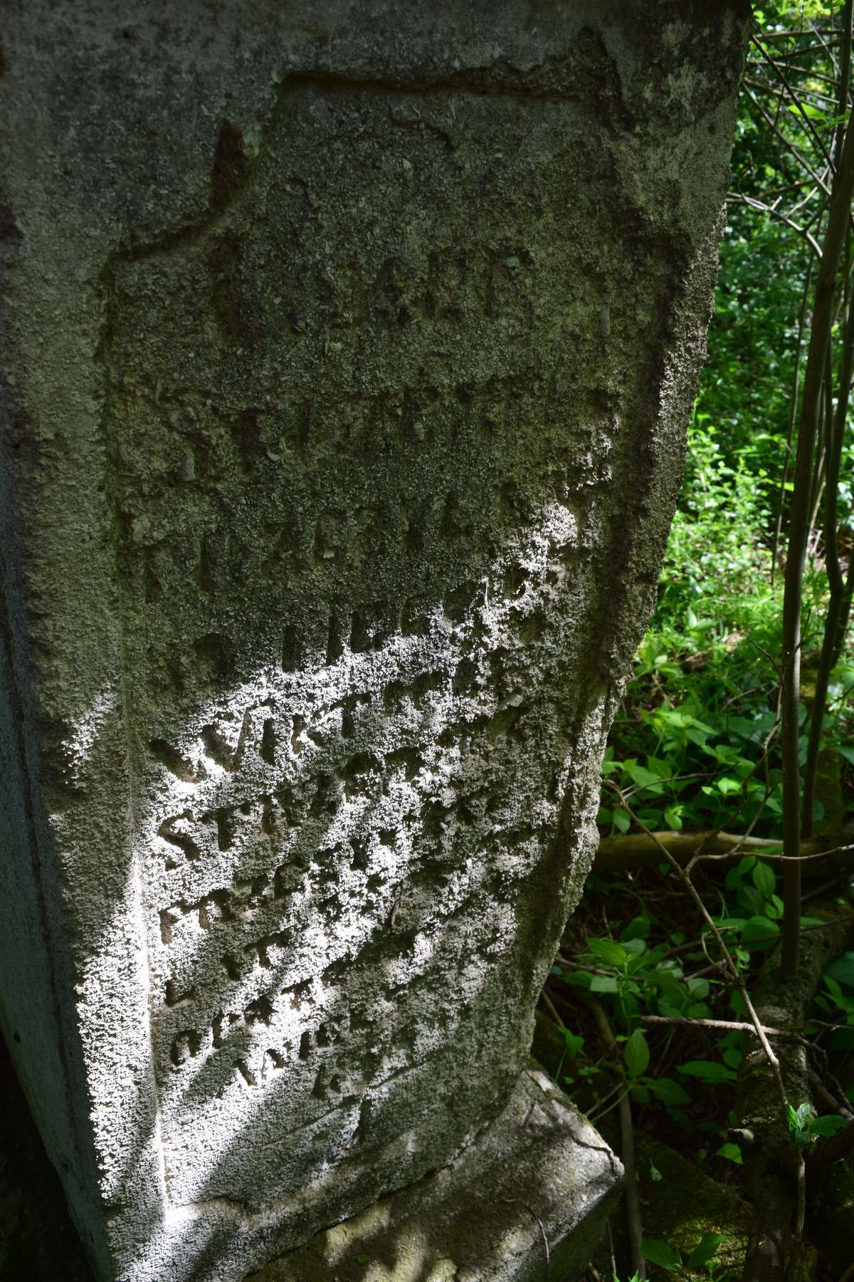 Inscription from the tombstone of N.N. and Wiktoria Strze[...], Kozlowo cemetery