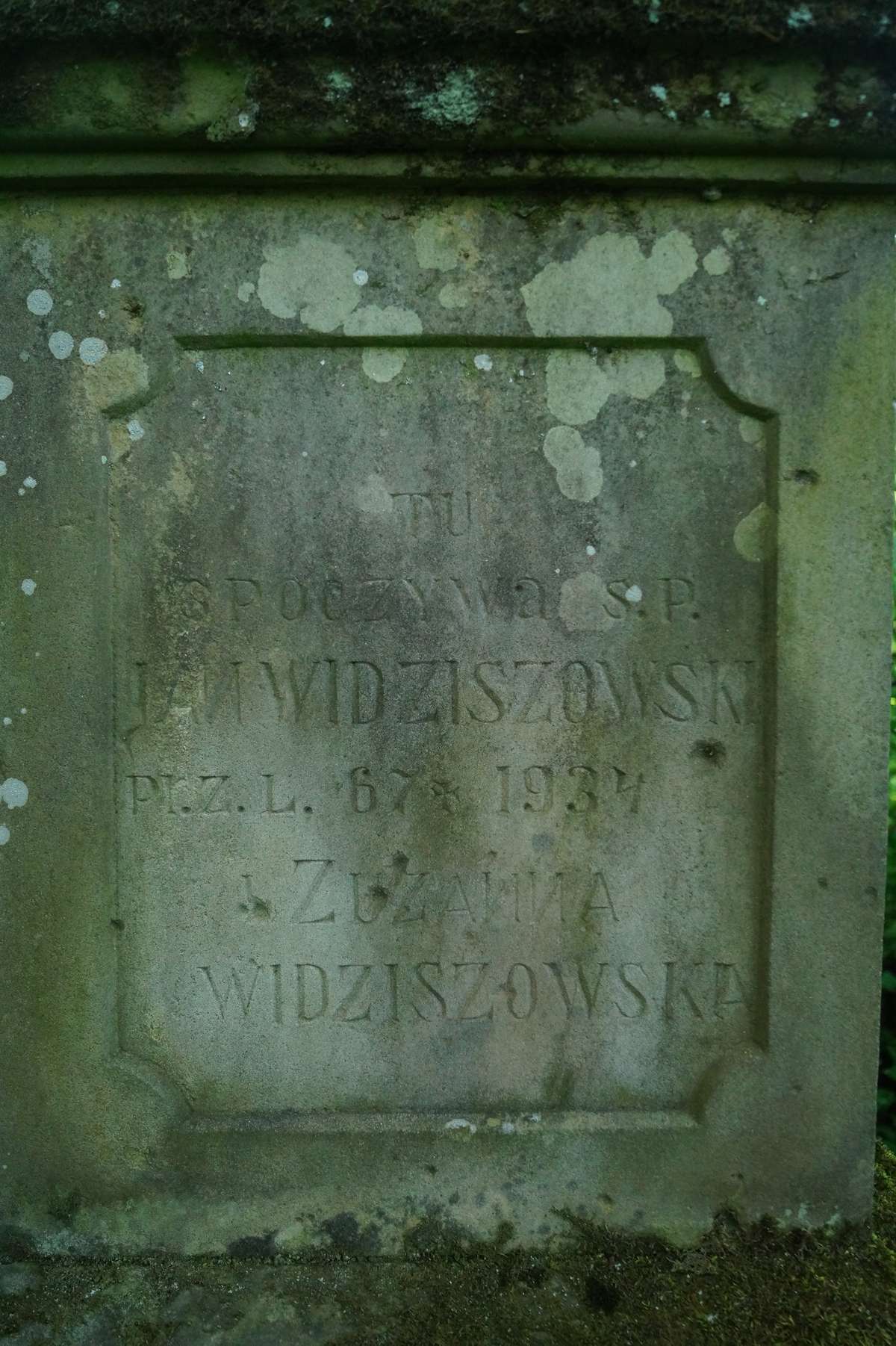 Inscription from the gravestone of Jan Widzisjowski, Kozłowo cemetery