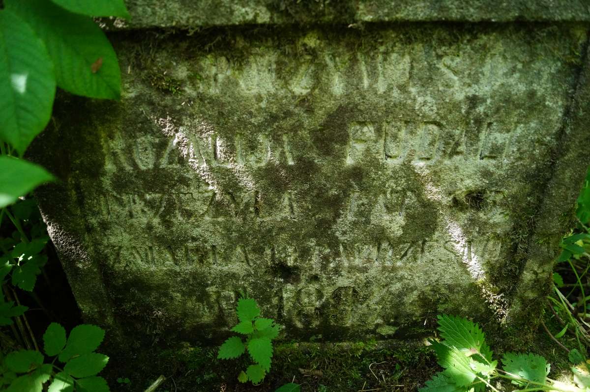 Inscription from the tombstone of Rozalia Pudala, Kozlowo cemetery