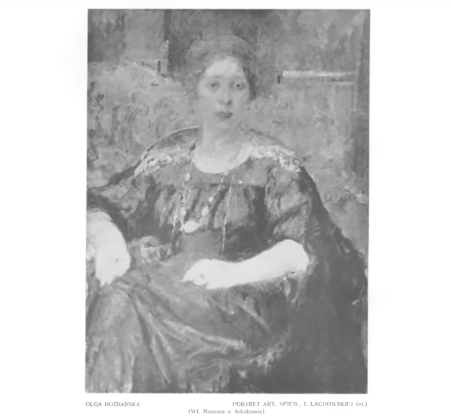 Fotografia przedstawiająca Obraz Olgi Boznańskiej „Portret śpiewaczki operowej Jadwigi Lachowskiej” w muzeum w Jokohamie (obecnie w Muzeum Sztuki Ōhara w Kurashiki)