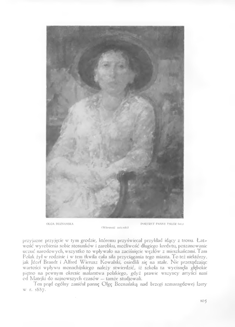 Fotografia przedstawiająca Obraz Olgi Boznańskiej „Portret śpiewaczki operowej Jadwigi Lachowskiej” w muzeum w Jokohamie (obecnie w Muzeum Sztuki Ōhara w Kurashiki)