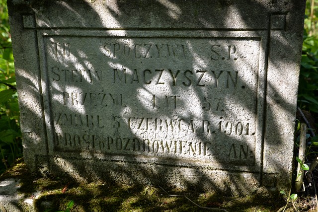 Inscription from the tombstone of Stefan Maczeszyn, Kozlowo cemetery