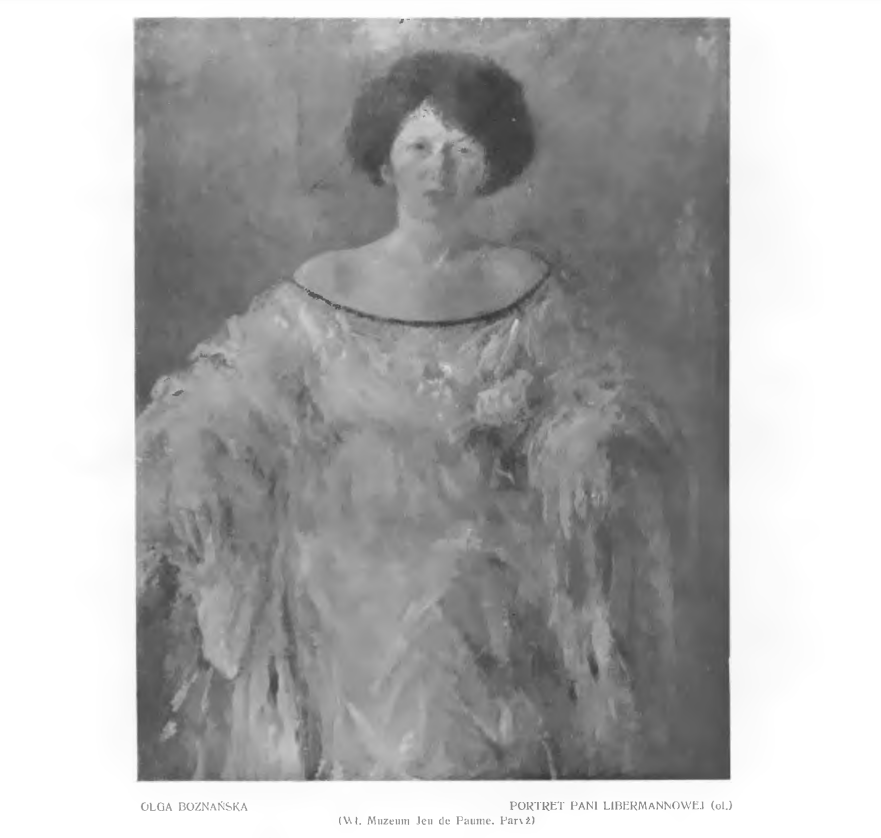Fotografia przedstawiająca Olga Boznanska\'s painting \'Portrait of Madame Libermanna\' in the Jeu de paume in Paris (now in the Musée d\'Orsay)