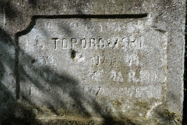 Inscription from the tombstone of Jan Toporowski, Kozlowo cemetery