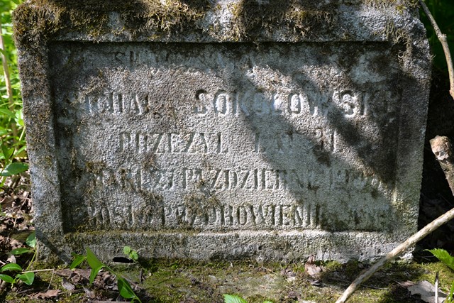 Inscription from the gravestone of Michał Sokołowski, Kozłów cemetery