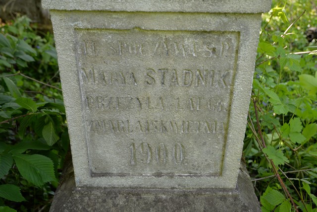 Inscription from the gravestone of Maria Stadnik, Kozlowo cemetery