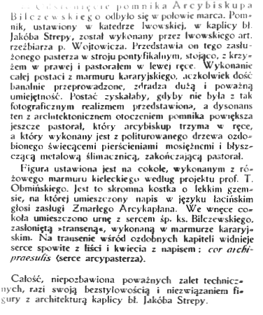 Unveiling of a monument to Archbishop Józef Bilczewski in the Cathedral of the Assumption of the Blessed Virgin Mary in Lviv