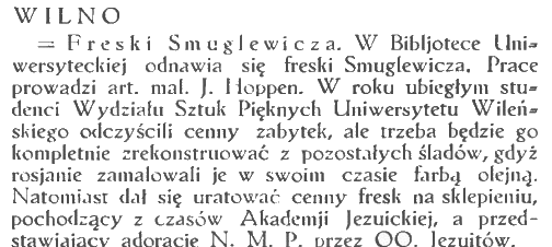Renovations of Franciszek Smuglewicz's frescoes in the library of Vilnius University