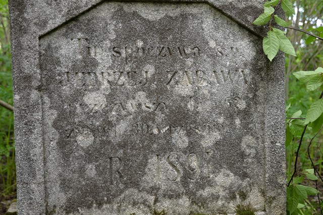 Gravestone inscription of Jędrzej Zabawa in Draganówka cemetery