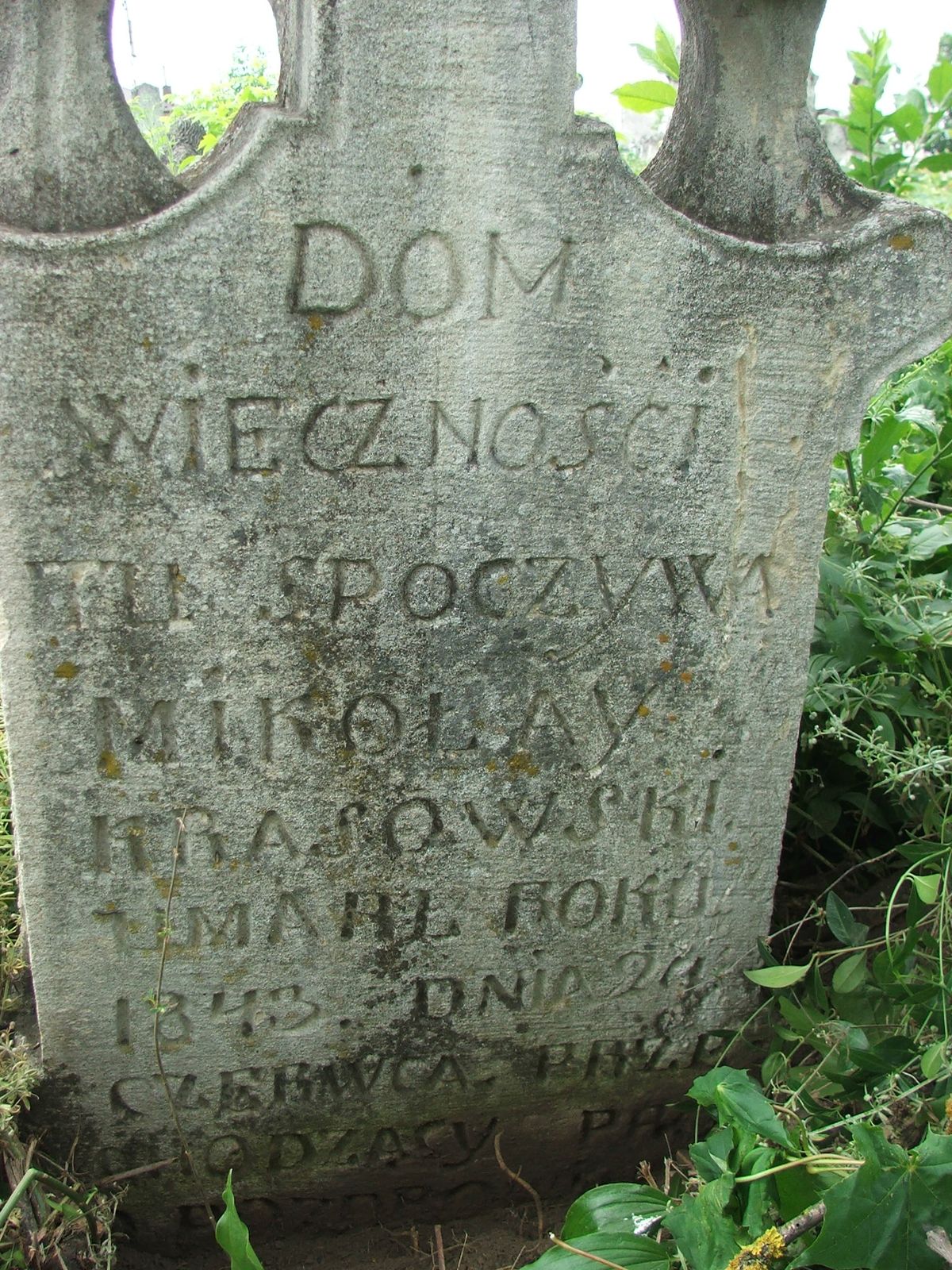 Nagrobek Mikołaja Krasowskiego, cmentarz w Zbarażu, sektor 01b