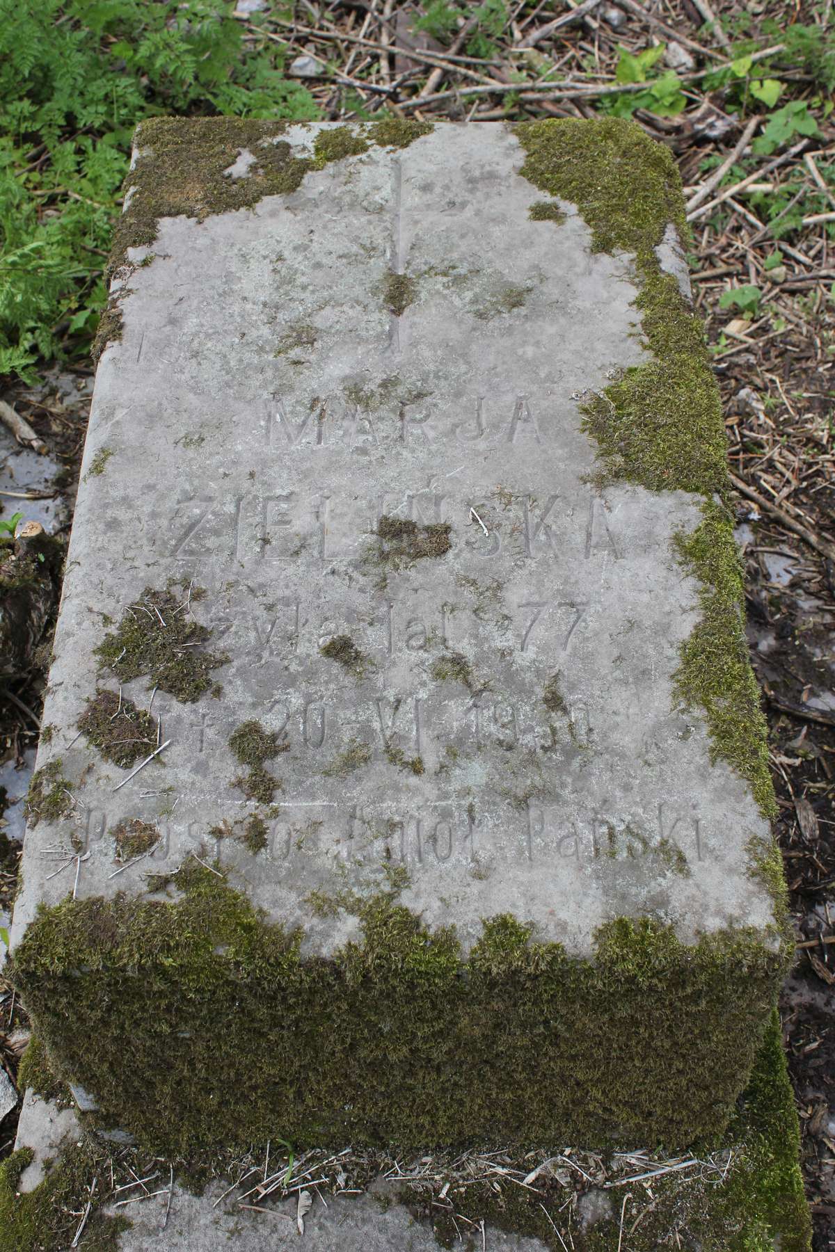 Inscription from the gravestone of Maria Zielinska, Toki cemetery, 2019