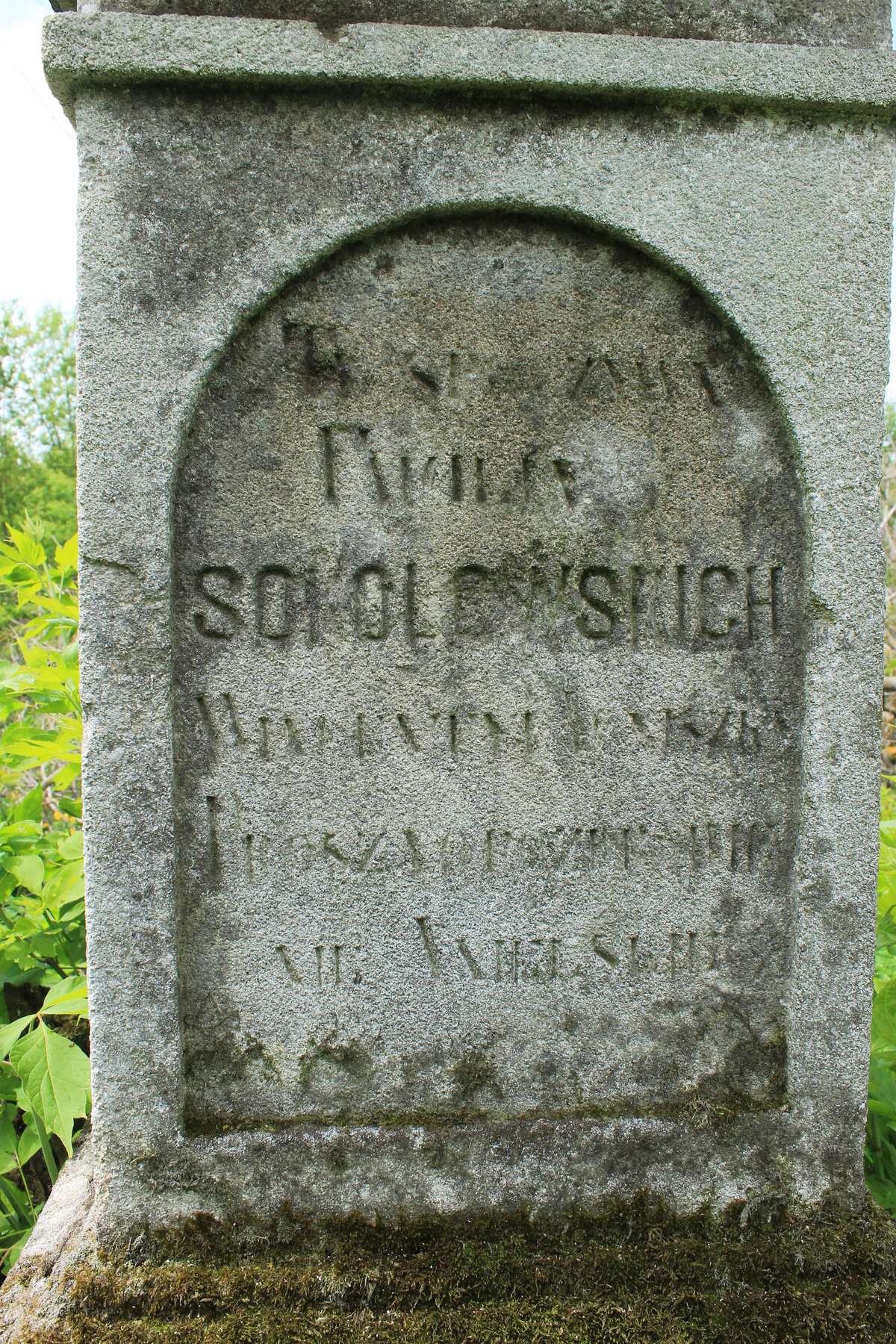 Inscription from the tombstone of Wladyslaw and Wincenty Sokolewski, Toki cemetery, 2019