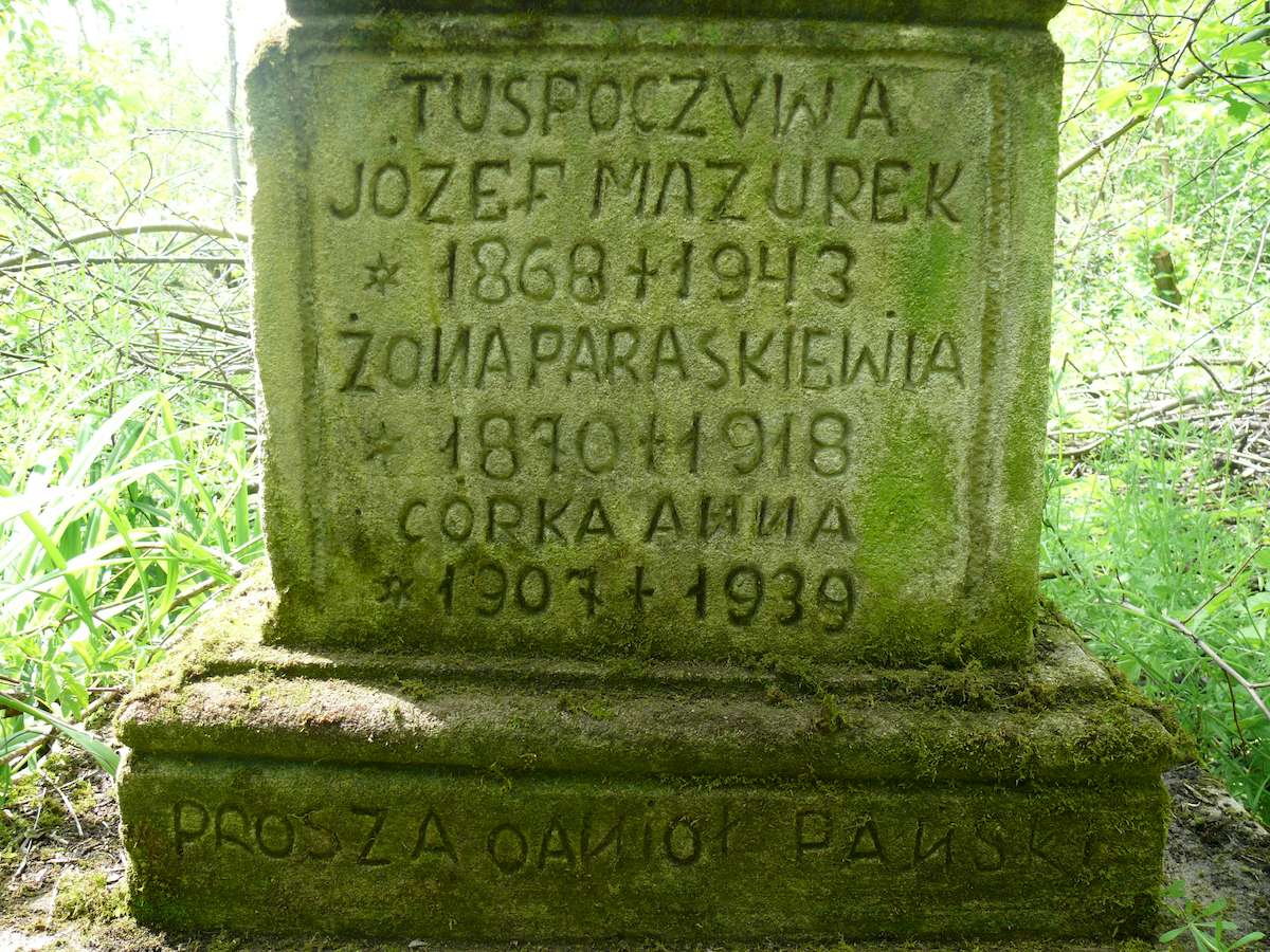 Inscription from the gravestone of Jozef Mazurek and Anna N.N., Toki cemetery, 2019