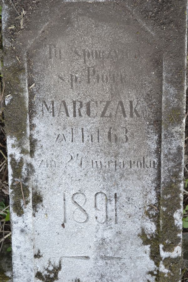 Inscription from the gravestone of Piotr Marczak, Czernielow Mazowiecki cemetery, cemetery 1