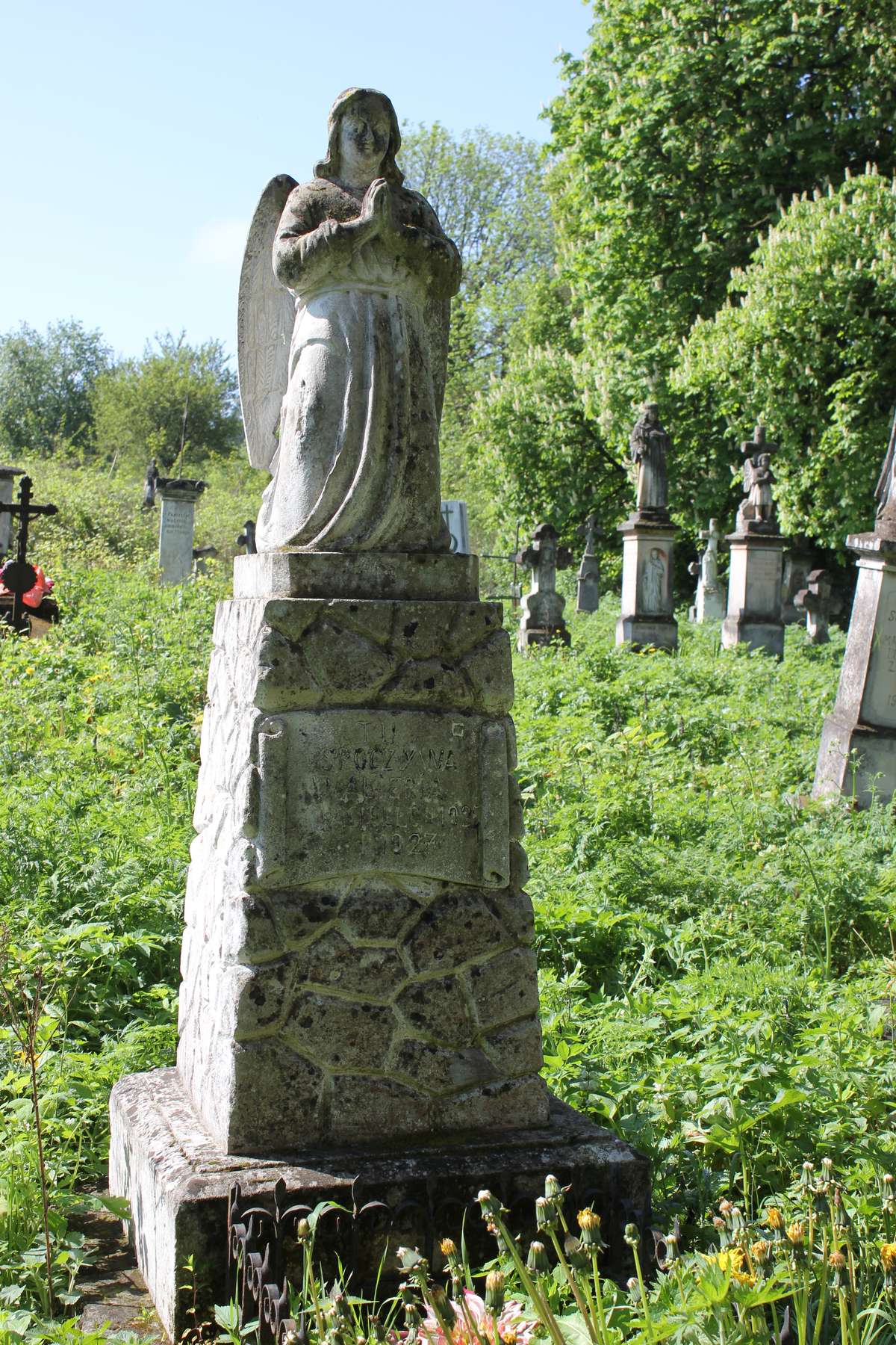 Statue from the tombstone of Waleria Jagiełło, cemetery in Opryłowce