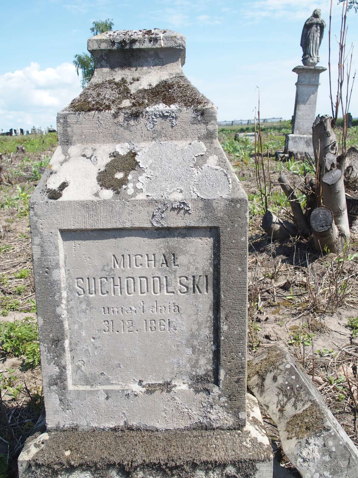 Inscription from the gravestone of Michał Suchodolski, Czernielow Mazowiecki cemetery, cemetery 1