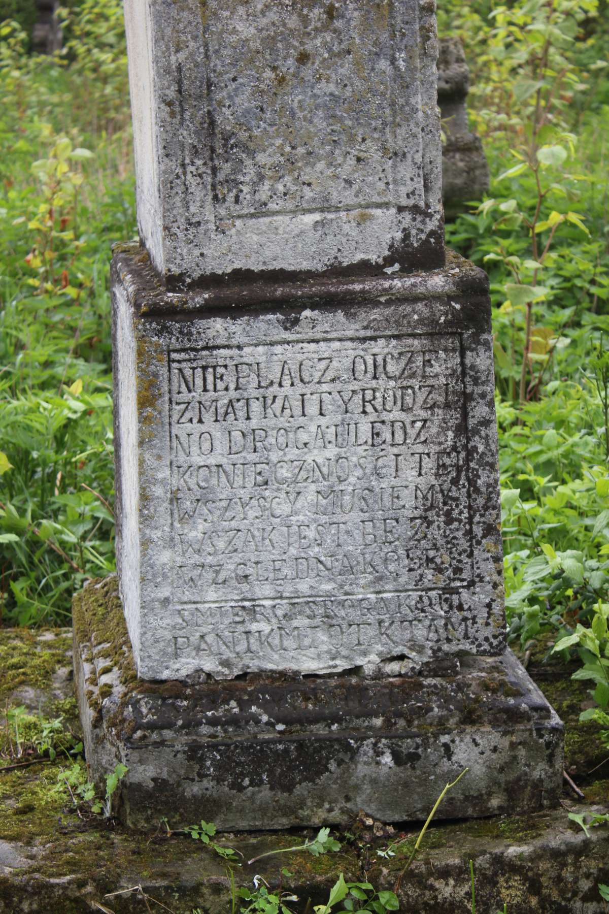 Inscription from the gravestone of Cyprian Ortyński, cemetery in Oprylovce