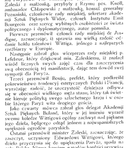 Odsłonięcie rzeźby „Ewa” Edwarda Wittiga w parku obok placu Trocadéro w Paryżu