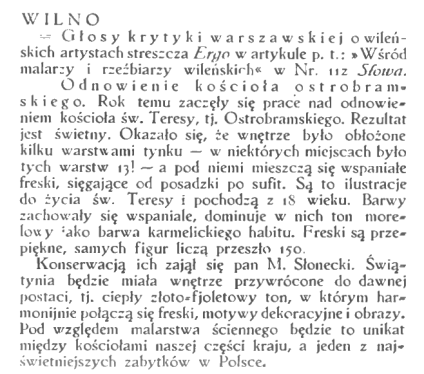 Odkrycie malowideł w kościele św. Teresy w Wilnie