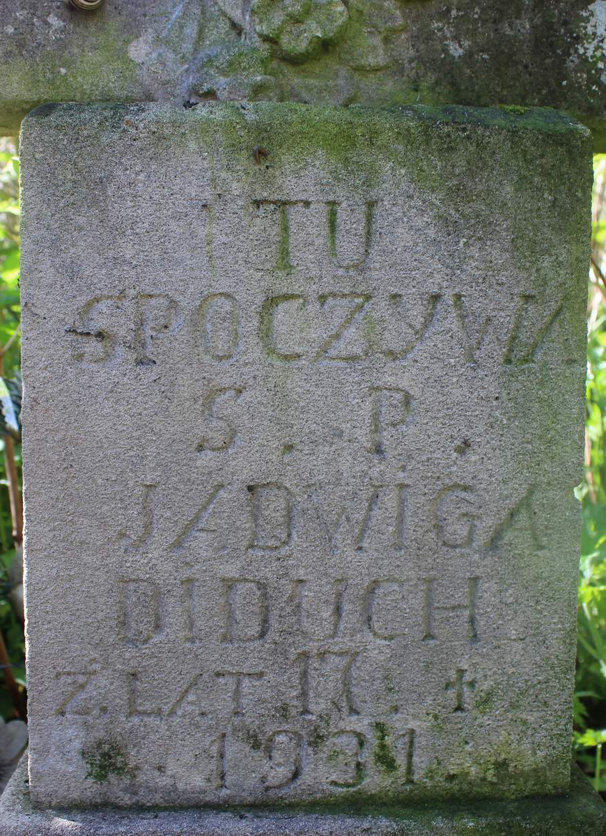 Inscription from the gravestone of Jadwiga Diduch, cemetery in Oprylovce