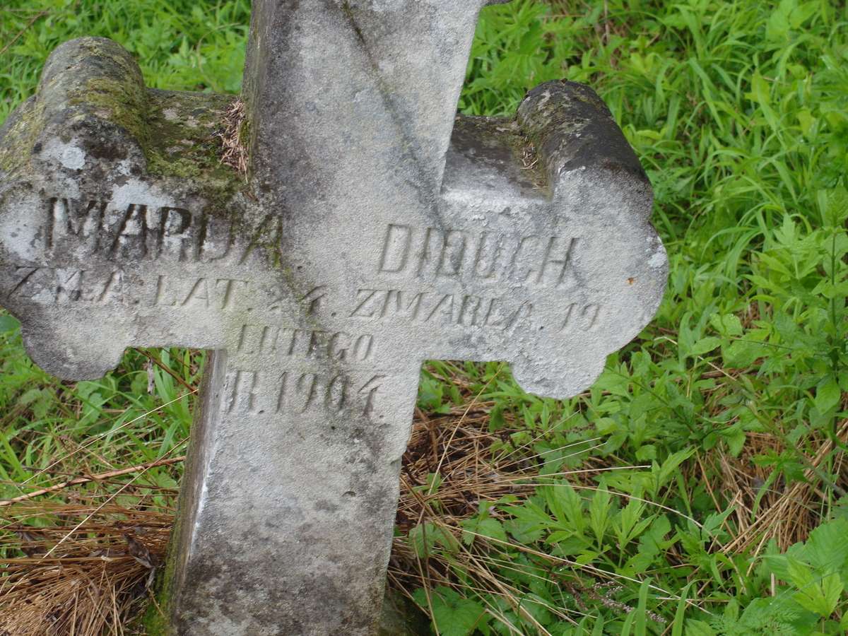 Inscription from the gravestone of Maria Dziduch, cemetery in Oprylovce