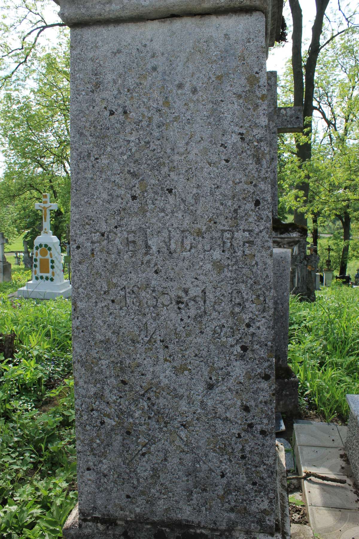 Inscription from the tombstone of Jan Freindorf, Chernichovtsi cemetery, 2019