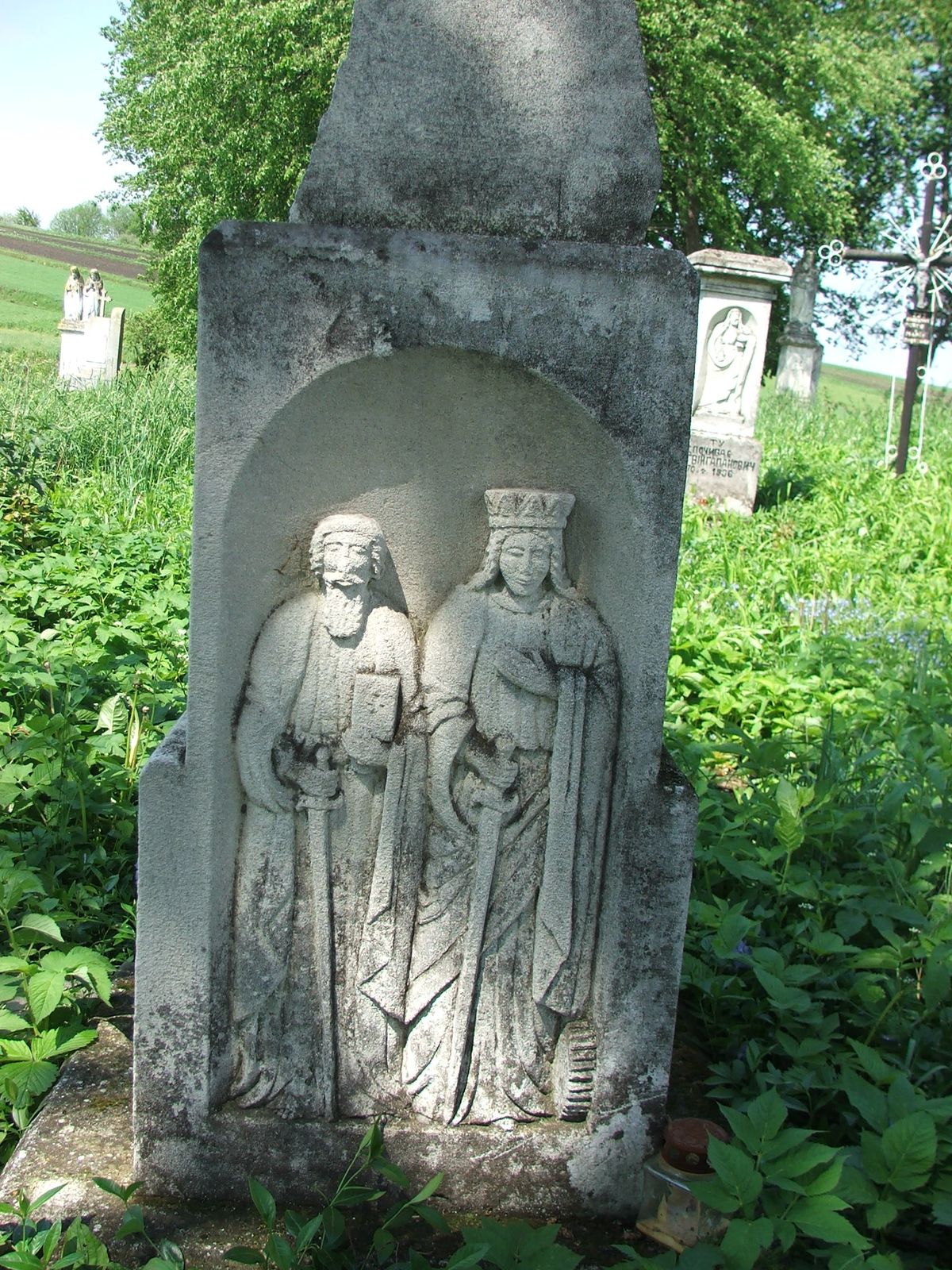 Fragment of the tombstone of Catherine and Pavel Przysiężniuk, Sieniawa cemetery, 2019