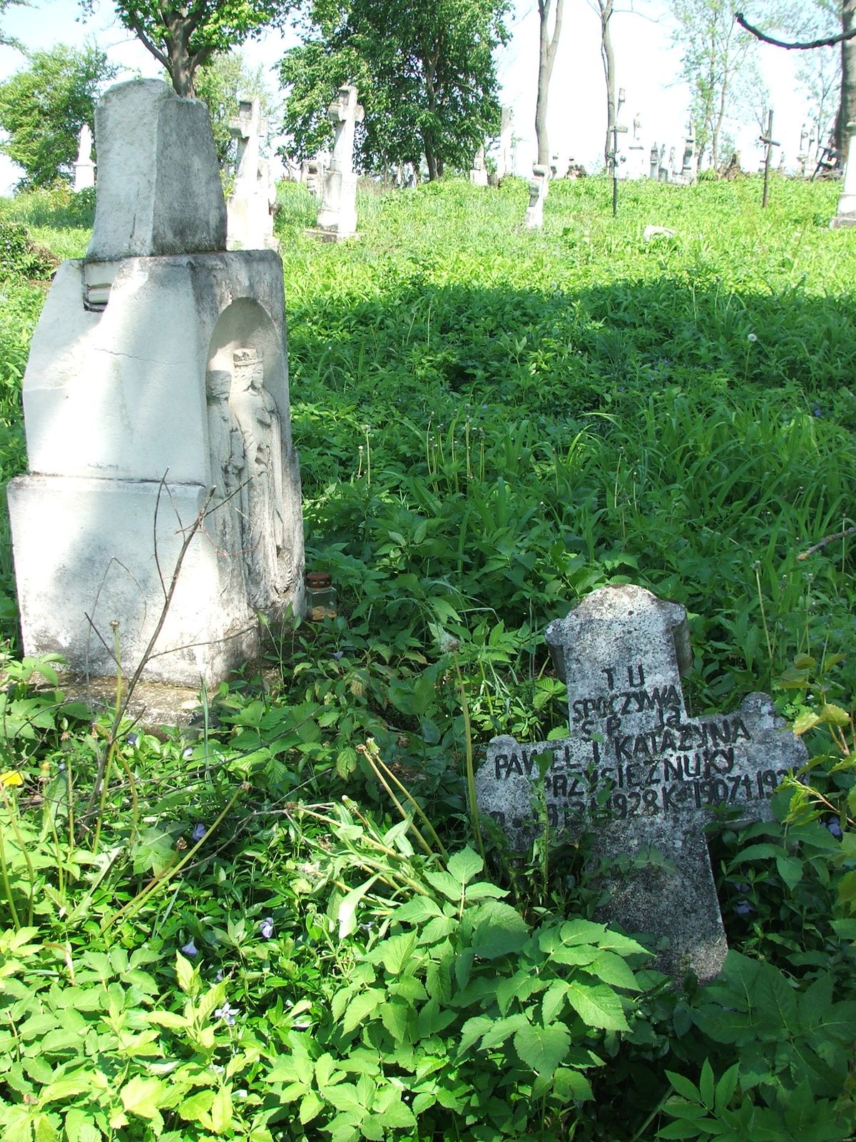 Tombstone of Catherine and Pavel Przysiężniuk, Sieniawa cemetery, 2019