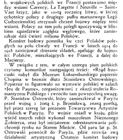 Powstanie komitetu budowy pomnika legionu Bajończyków w miejscowości La Targette