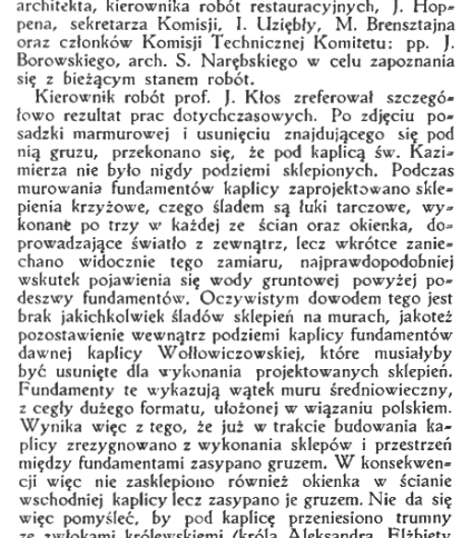 Zreferowanie rezultatów prac restauracyjnych w bazylice archikatedralnej św. Stanisława i św. Władysława w Wilnie