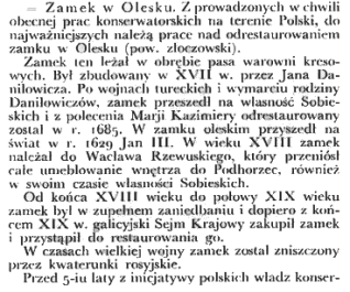 Restauracja zamku w Olesku