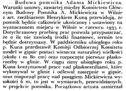 Budowa pomnika Adama Mickiewicza w Wilnie