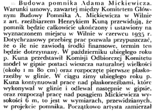 Budowa pomnika Adama Mickiewicza w Wilnie