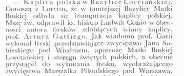 Kaplica polska w Sanktuarium Santa Casa w Loreto