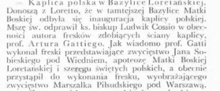 Kaplica polska w Sanktuarium Santa Casa w Loreto