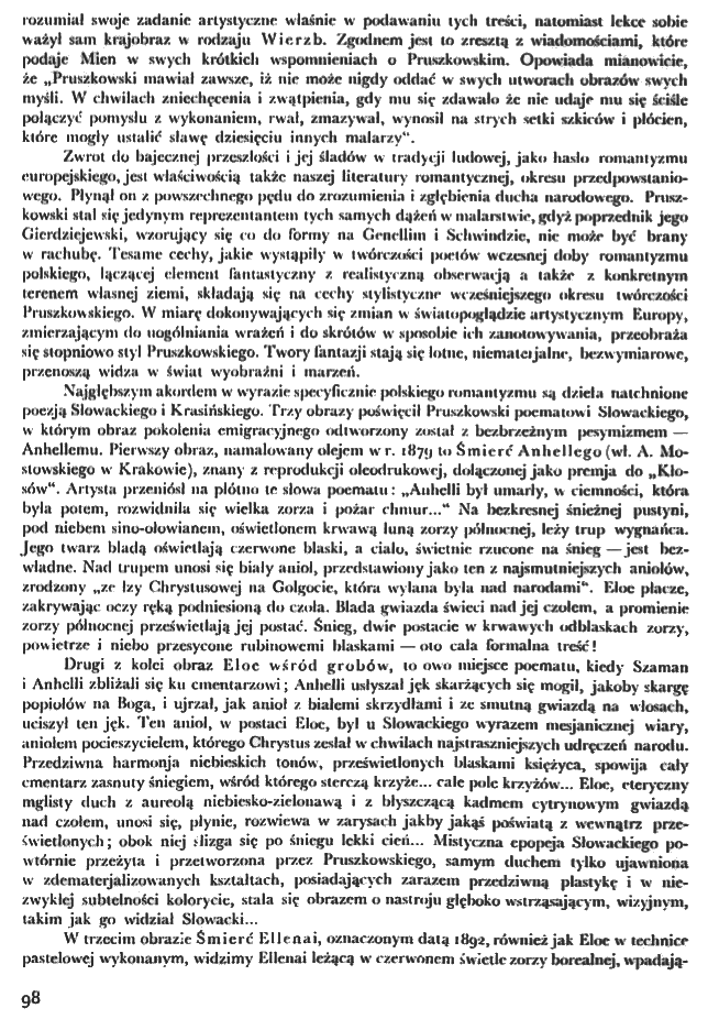 Page from the journal 'Sztuki Piękne' featuring text about Witold Pruszkowski's artworks, published in 1934.