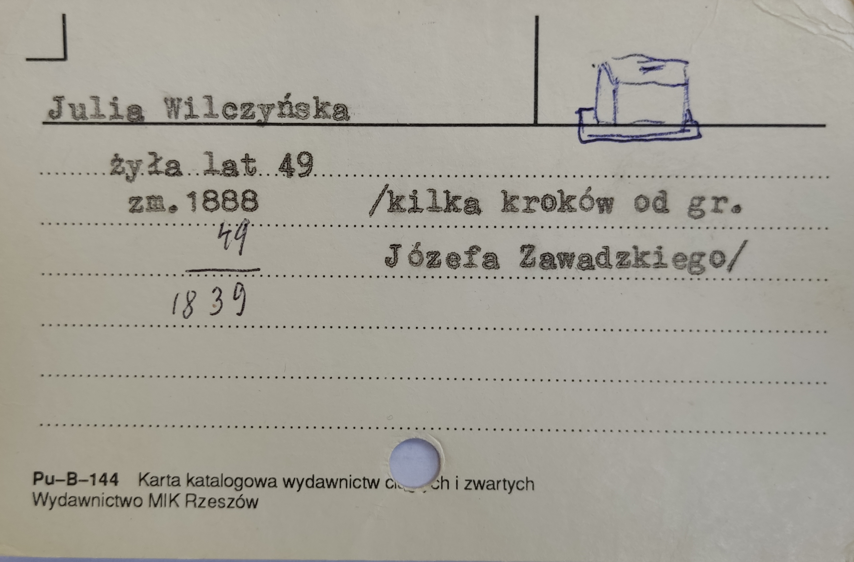 Fotografia przedstawiająca Tombstone of Julia Wilczyńska