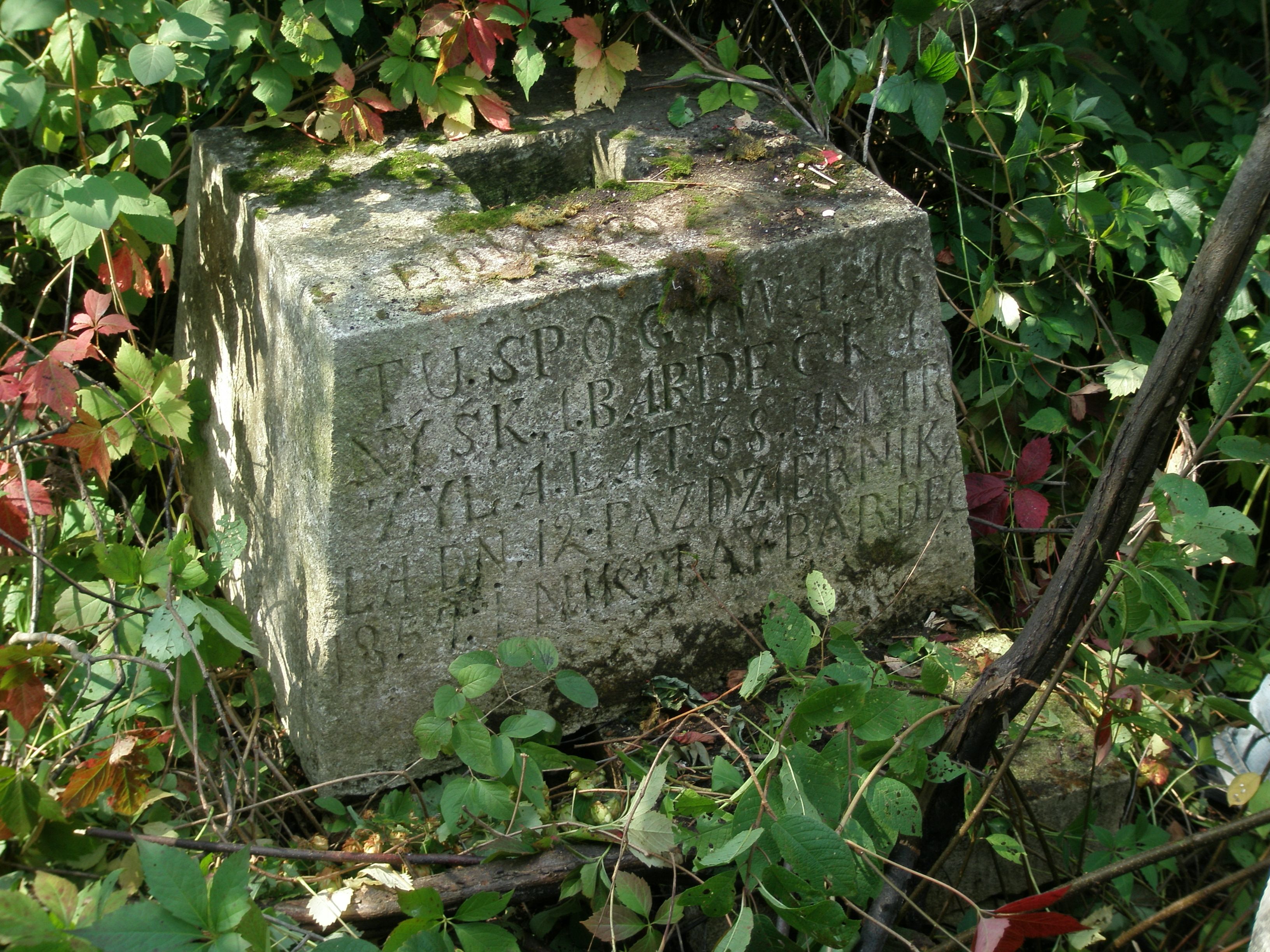 Tombstone of Agnes and Nicholas Bardecki, state from 2006