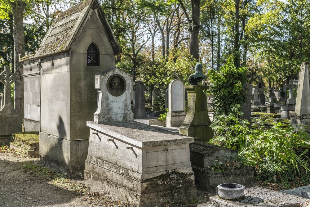 Photo showing Tombstone of Adam Prażmowski in the Père-Lachaise cemetery in Paris