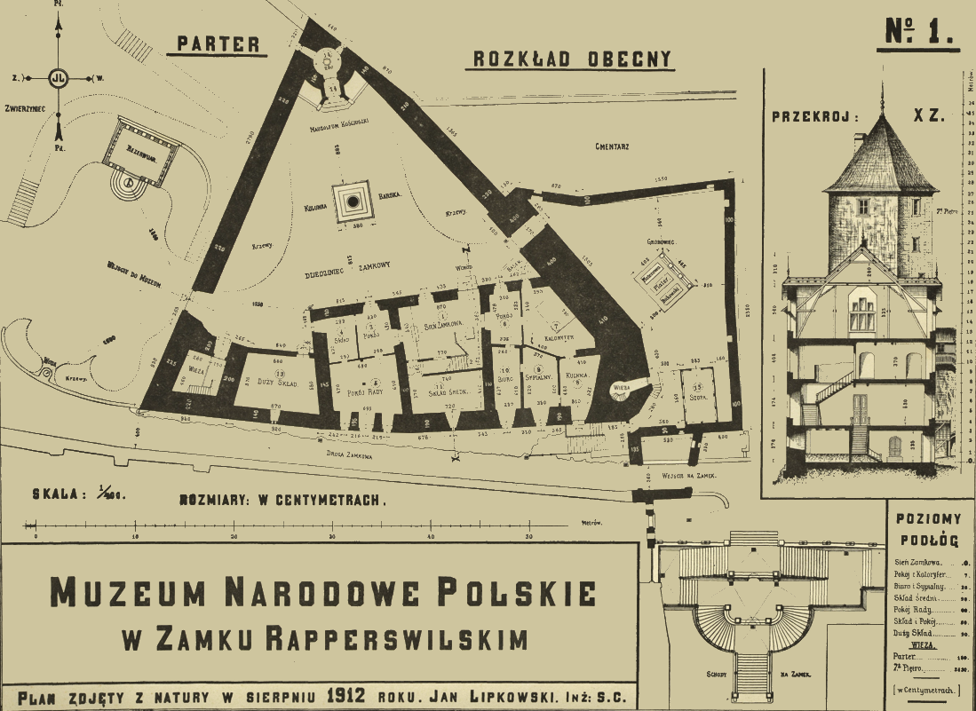 Plan of the Polish National Museum in Rapperswil - ground floor