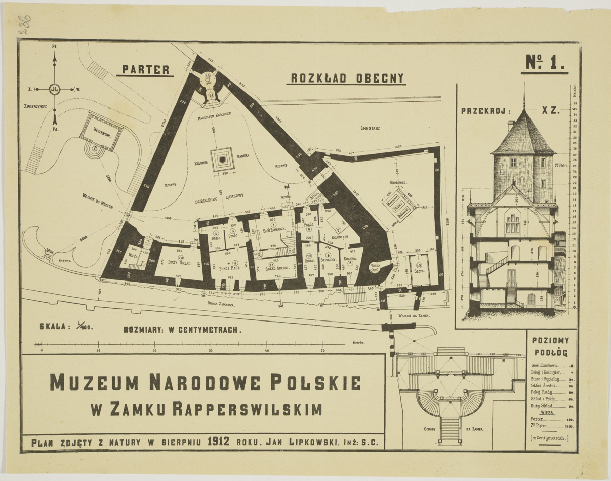 Plan Muzeum Narodowego Polskiego w Rapperswilu - parter