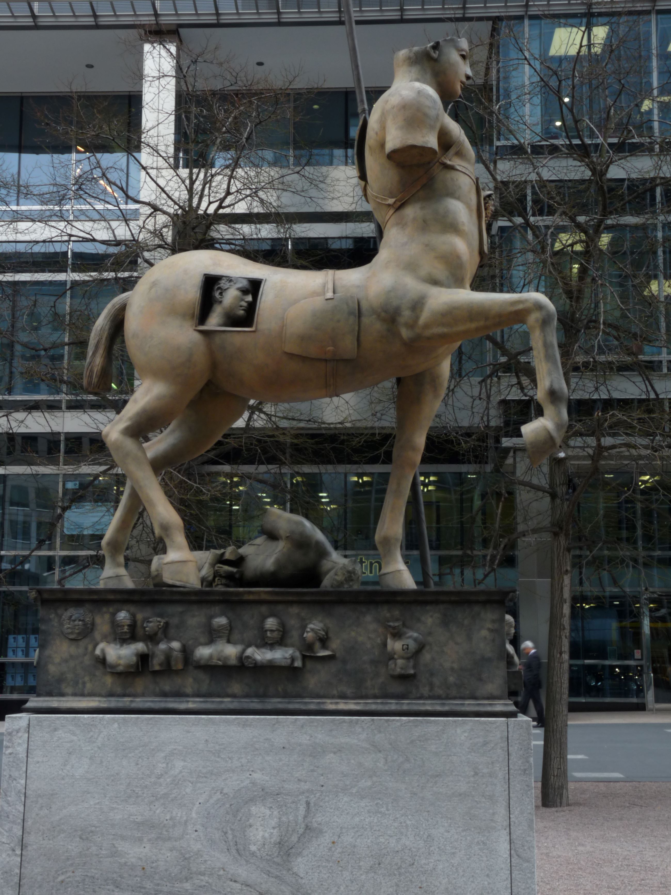 Igor Mitoraj, "Centauro", 1984, Montgomery Square, Canary Wharf, London