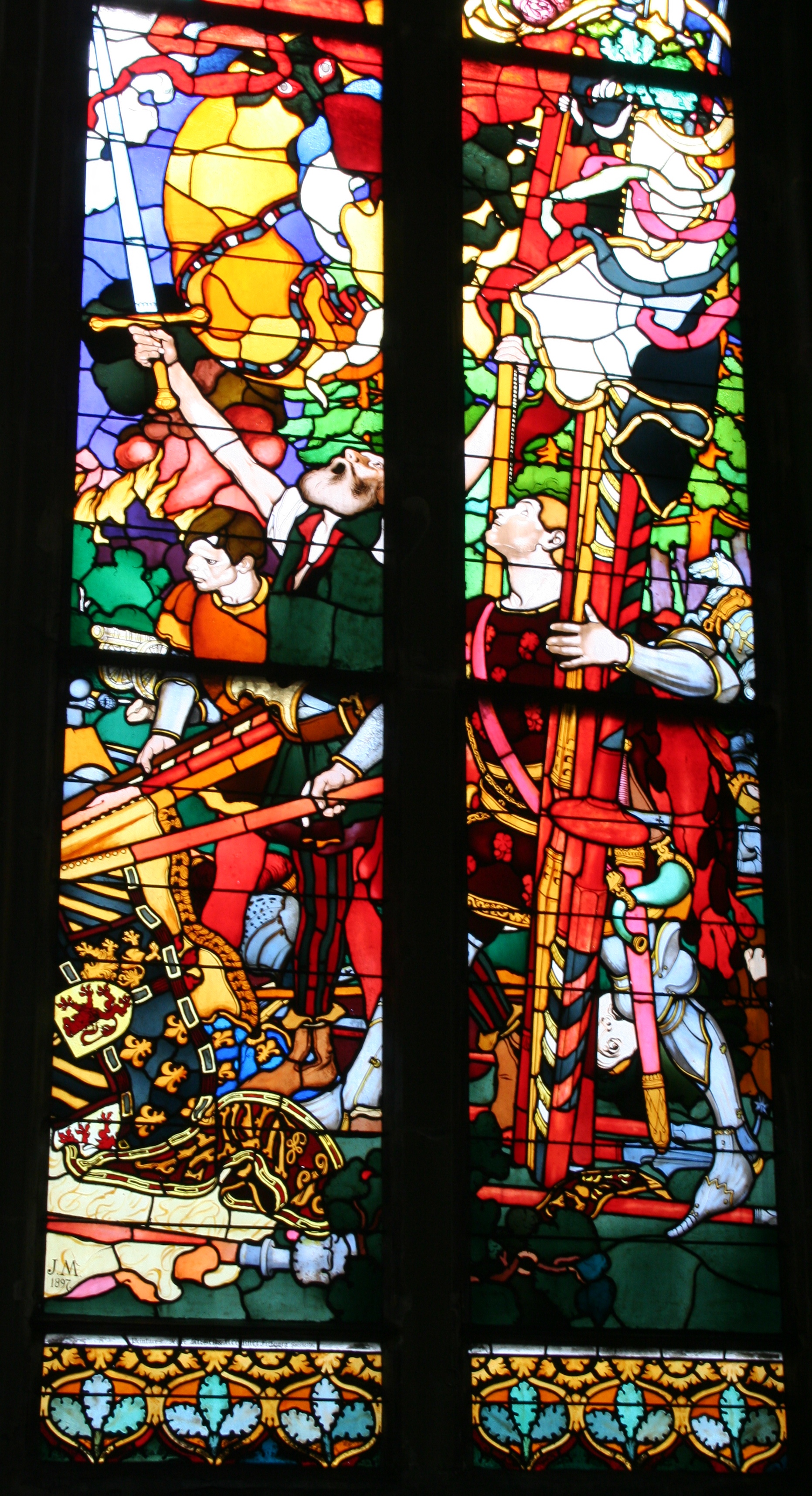 Fotografia przedstawiająca Joseph Mehoffer\'s stained glass ensemble in Freiburg